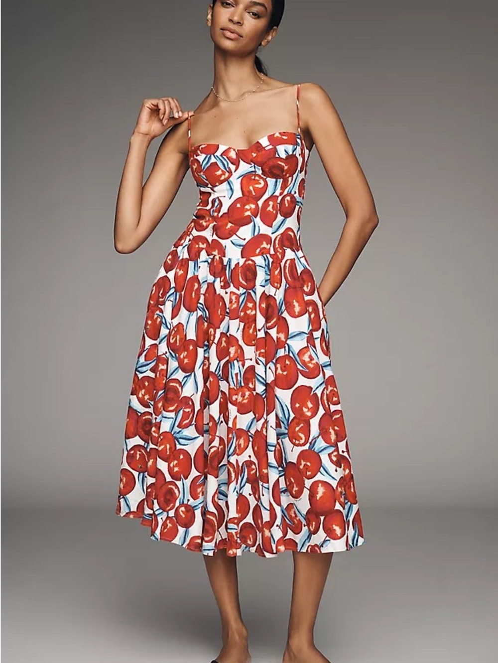 FARM Rio Red Cherry-Print Midi Dress - Picture 2 of 4
